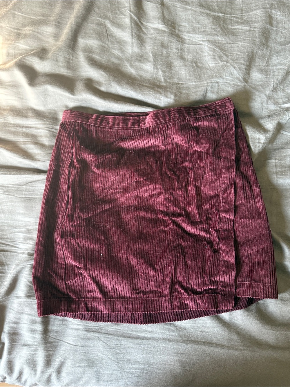 Abercrombie & Fitch Corduroy Wrap Mini Skirt in Wine
